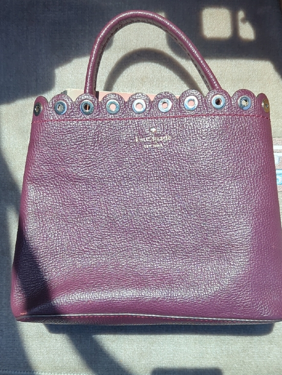 kate spade Handbags - kate spade Plum Scalloped Grommet-Trim Leather Tote